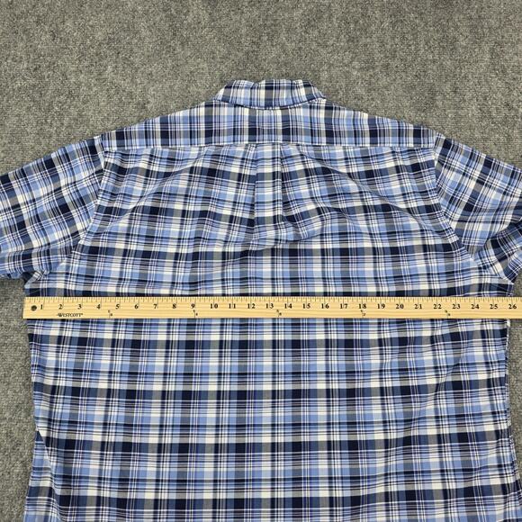 Ralph Lauren Shirt Mens XL Blue Plaid Short Sleeve Oxford Cloth Button Down - Picture 4 of 15